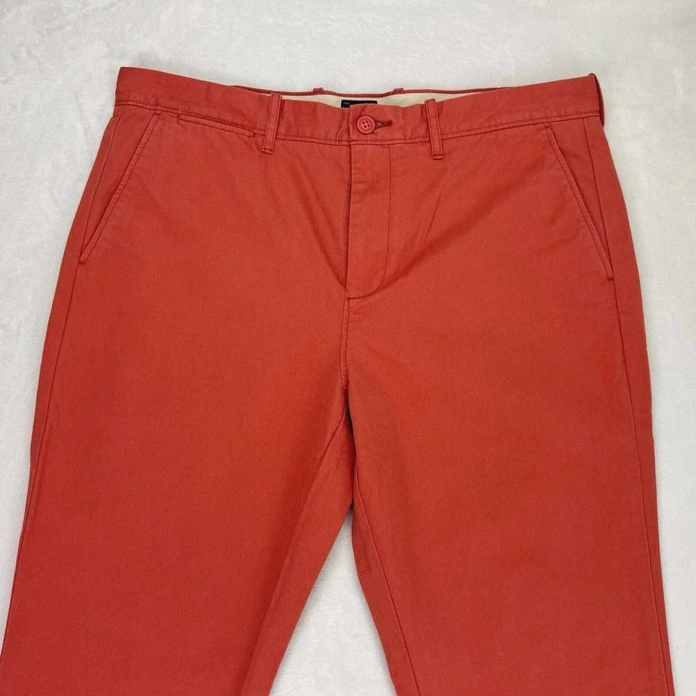 J.Crew NWT Mens 34 x 34 Broken In Chino Pants Coral Orange Tapered‎ Preppy